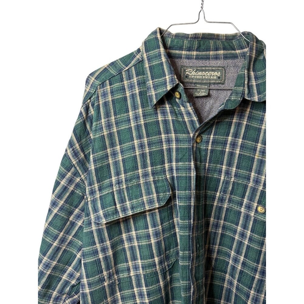 Rhinoceros Sportswear Mens Large Plaid‎ Western Button Shirt Flap Pocket Cowboy